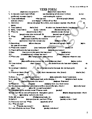 Tài liệu ôn thi học sinh giỏi Lớp 10 - Verb form - Khánh Ngọc